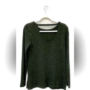 💕 Women’s unbranded long sleeve speckled grey front scoop top in medium